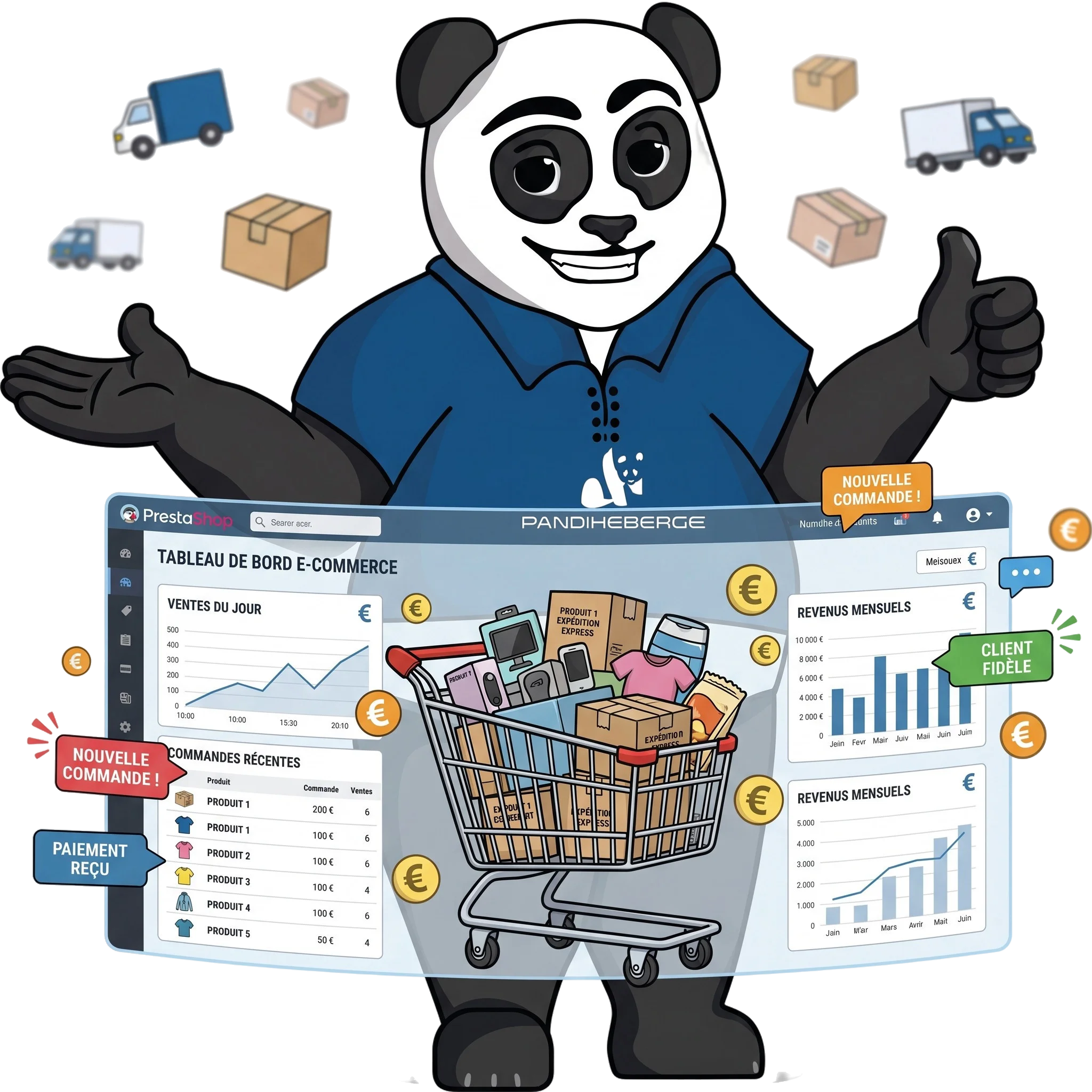 Panda superhero hébergement PrestaShop e-commerce
