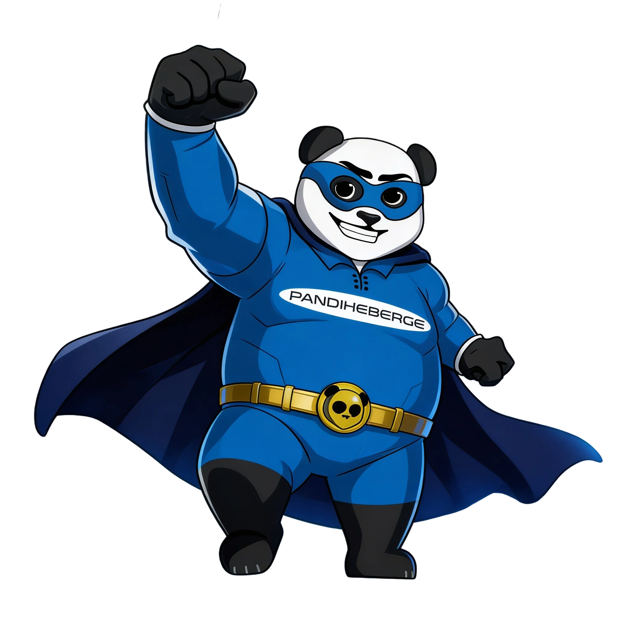 Panda superhéros PandiHéberge — hébergement web haute performance